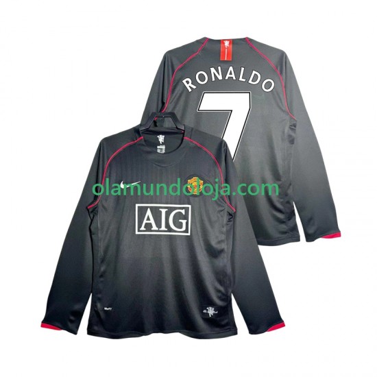 Camisola Manchester United Critstiano Ronaldo 7 2007 Retro Homem Equipamento Segundo 2008 Manga Comprida